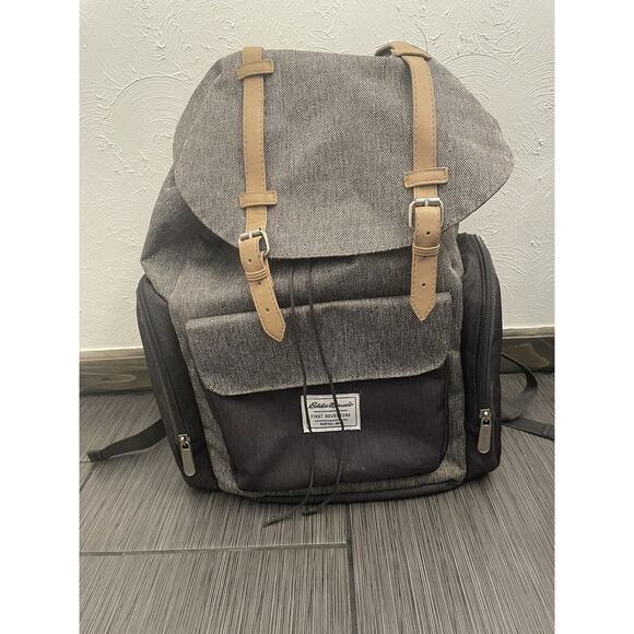 Eddie Bauer First Adventure Backpack Diaper Bag Bookbag Gray Black - Picture 1 of 14